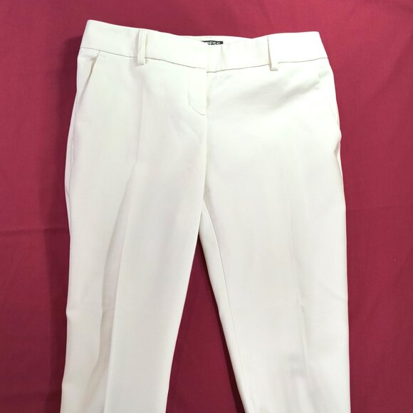 Express Columnist Ankle Mid Rise Size 00 Regular White Stretch Pants - Picture 2 of 8